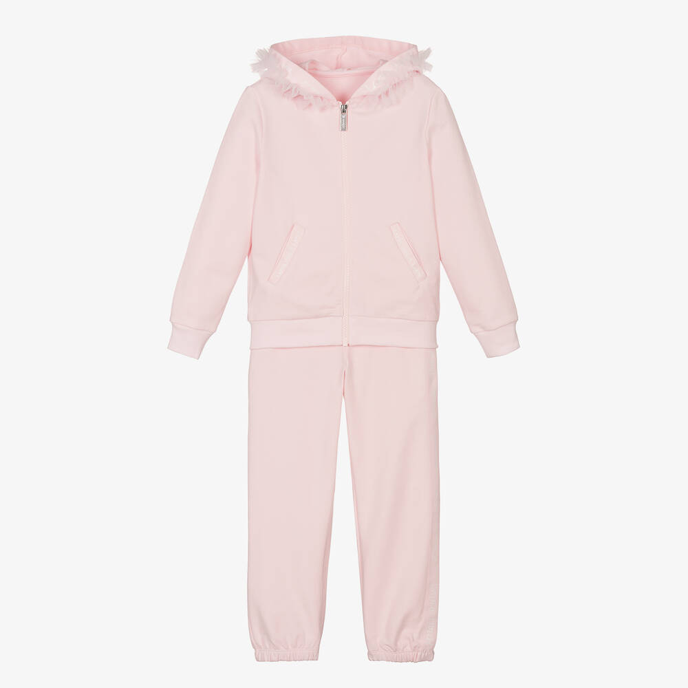 Lapin House-Girls Pink Cotton Jersey Tracksuit | Childrensalon Outlet
