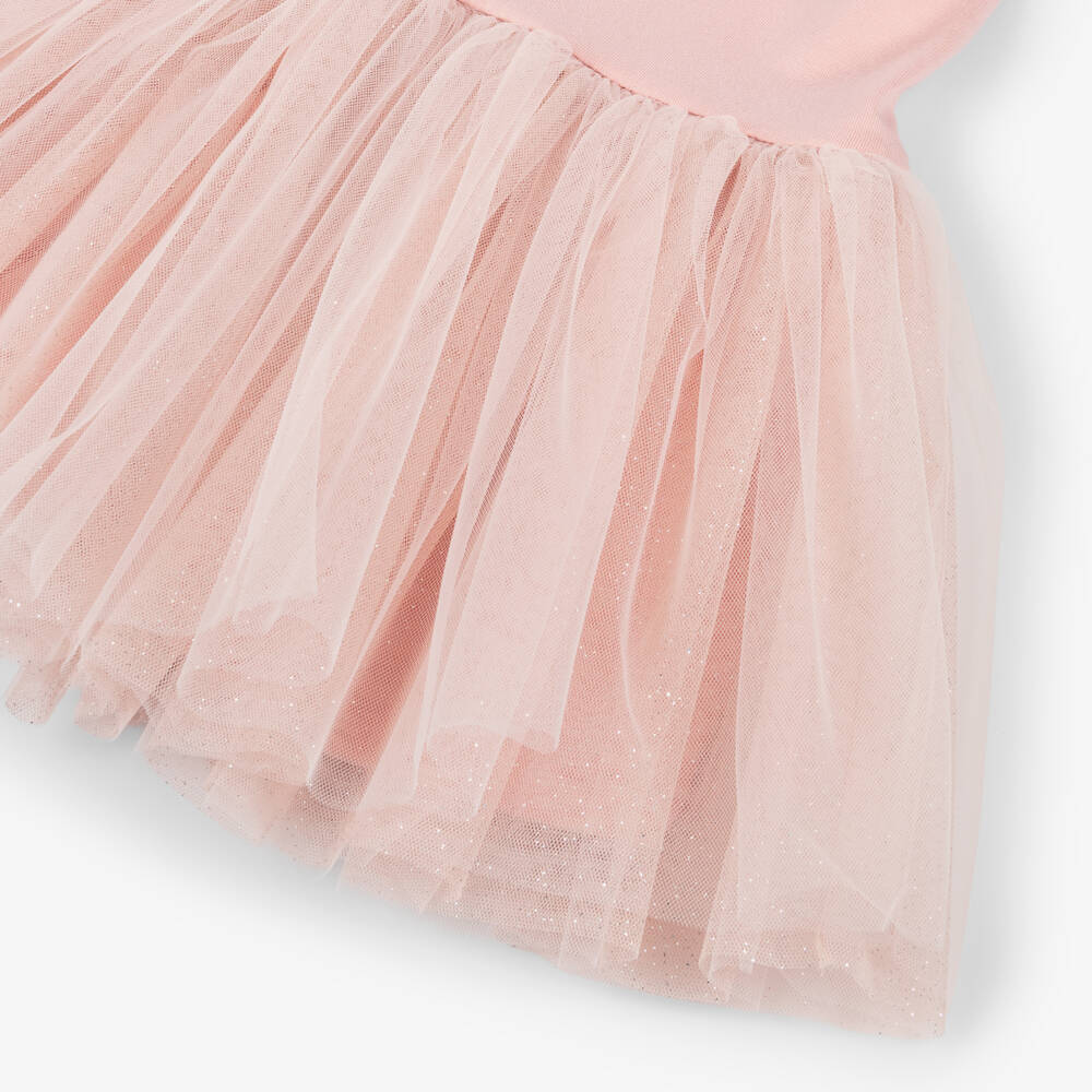 Lapin House-Girls Pink Cotton Jersey & Tulle Dress Set | Childrensalon Outlet