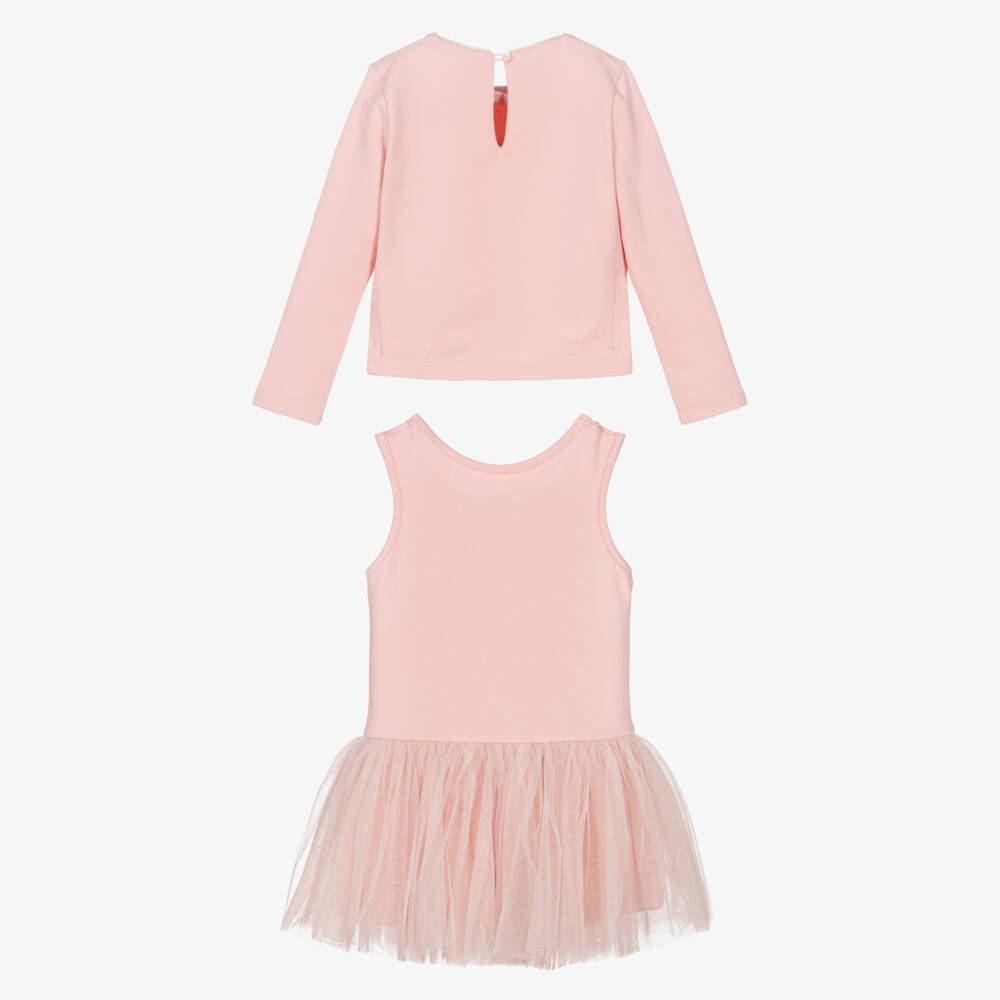 Lapin House-Girls Pink Cotton Jersey & Tulle Dress Set | Childrensalon Outlet