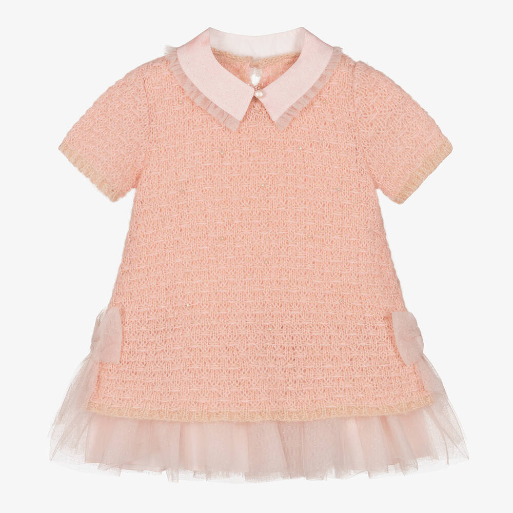 Lapin House-طقم فستان قطن محبوك وتول لون زهري | Childrensalon Outlet
