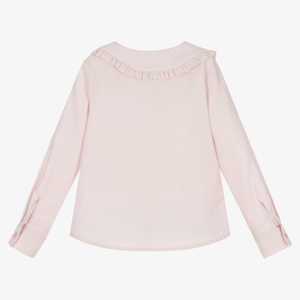 Lapin House-بلوز قطن مقلم بلاميه لون زهري للبنات | Childrensalon Outlet