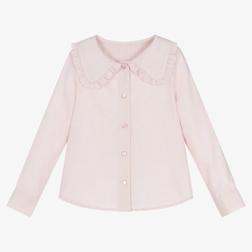 Lapin House - Розовая блузка из хлопкового ламе в полоску | Childrensalon