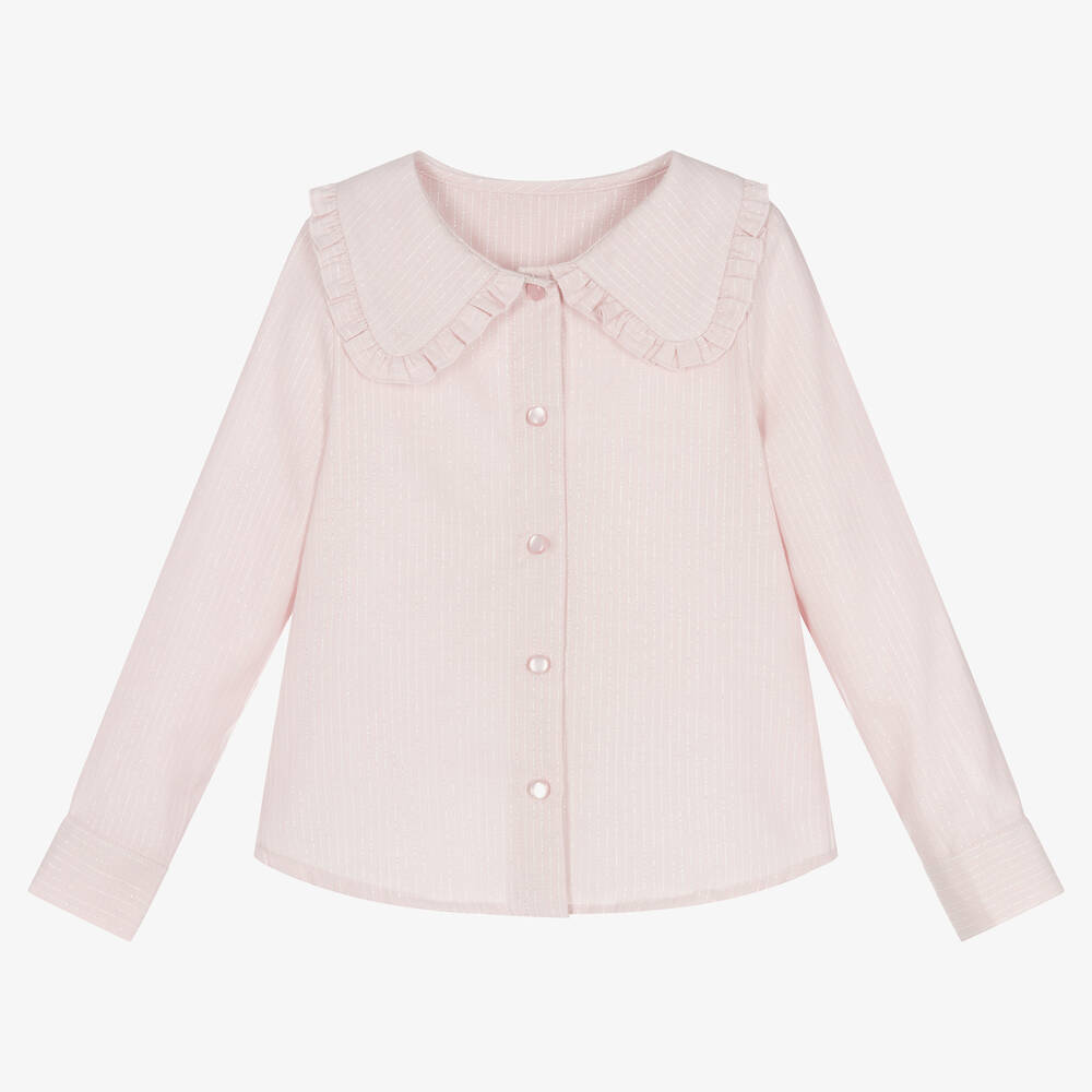 Lapin House-Розовая блузка из хлопкового ламе в полоску | Childrensalon Outlet
