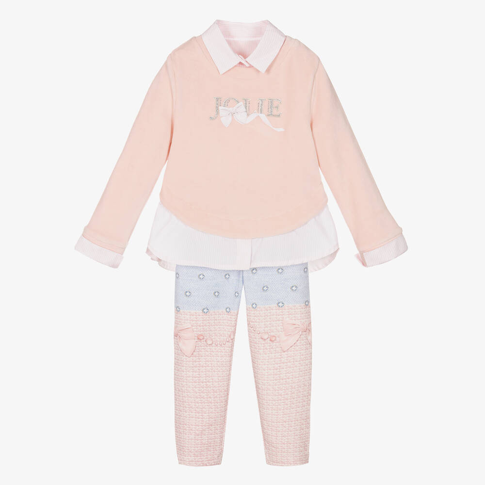 Lapin House - Girls Pink Cotton Leggings Set | Childrensalon