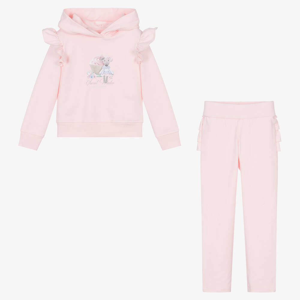 Lapin House-Girls Pink Cotton Mouse Trouser Set | Childrensalon Outlet