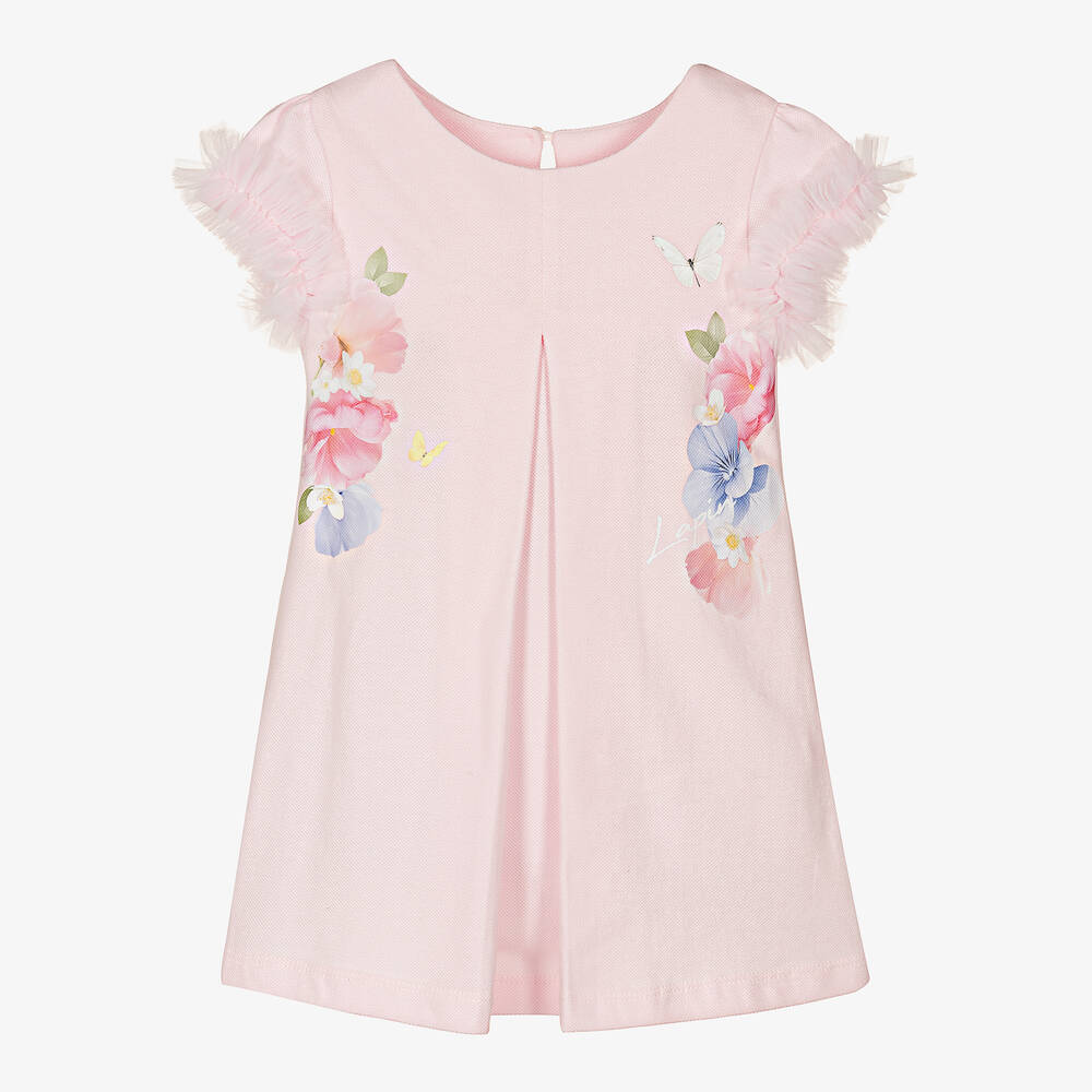 Lapin House - Rosa Baumwollpiqué-Blumenkleid (M) | Childrensalon