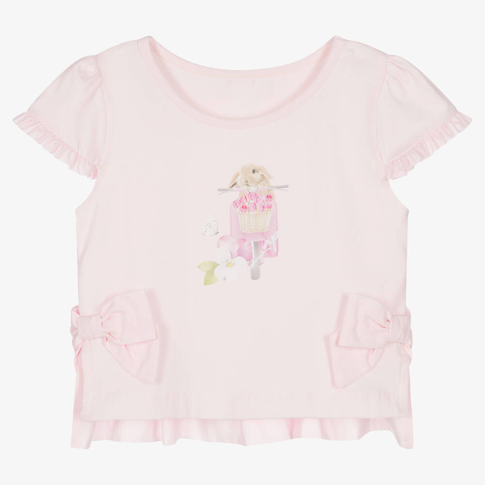 Lapin House - Rosa Baumwoll-T-Shirt mit Kaninchen-Print | Childrensalon