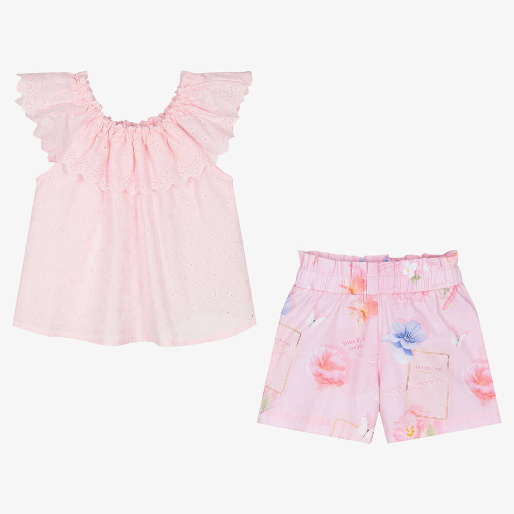 Lapin House-طقم شورت قطن لون زهري للبنات | Childrensalon Outlet