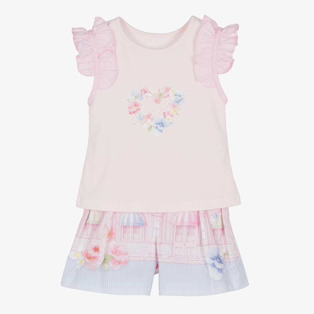 Lapin House-Girls Pink Cotton Shorts Set | Childrensalon Outlet