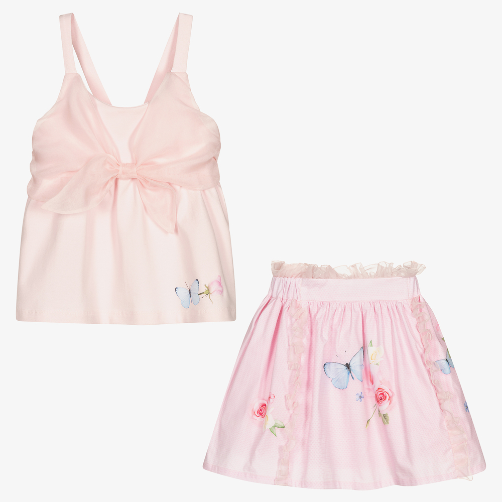 Lapin House-Girls Pink Cotton Skirt Set | Childrensalon Outlet