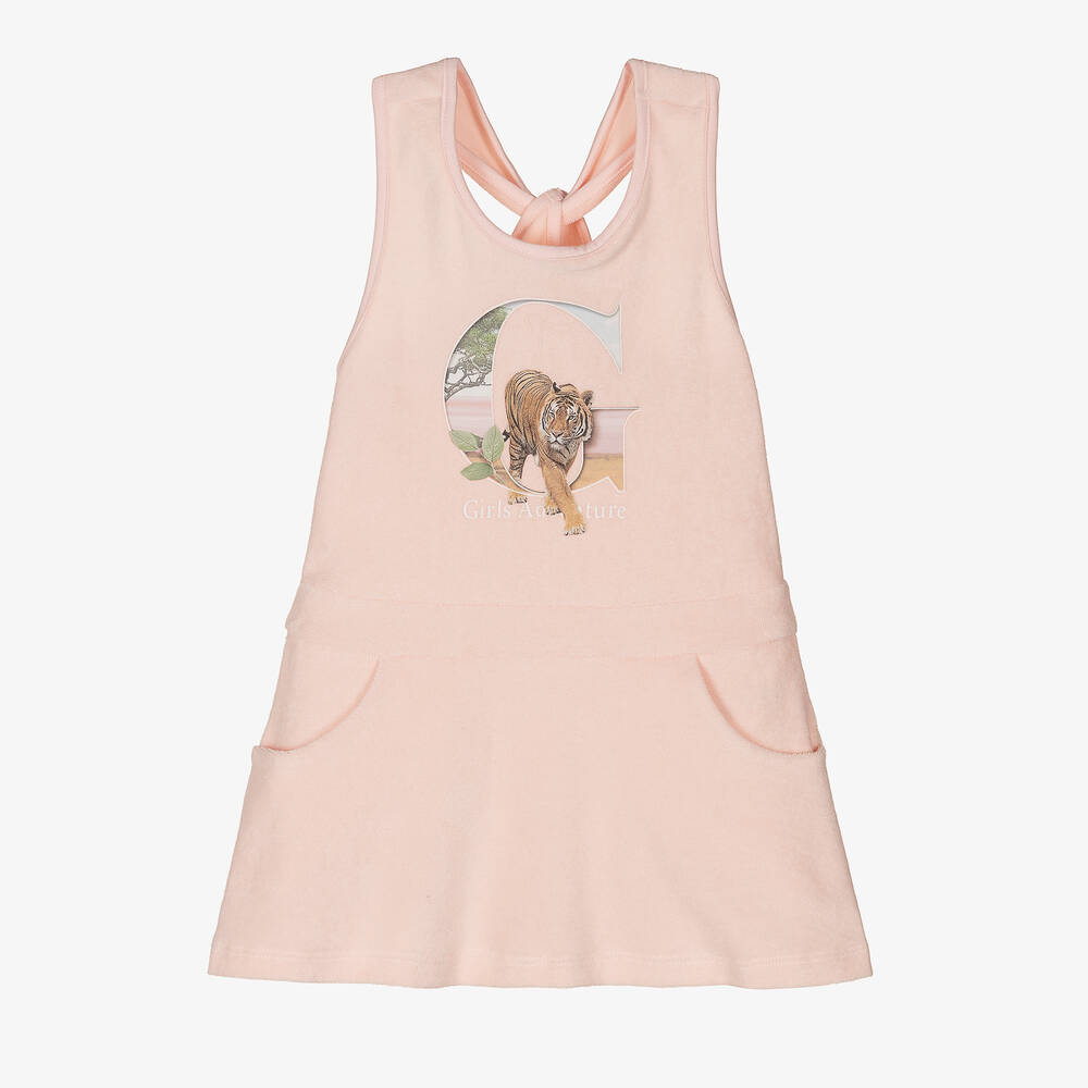 Lapin House - Girls Pink Cotton Towelling Tiger Dress | Childrensalon