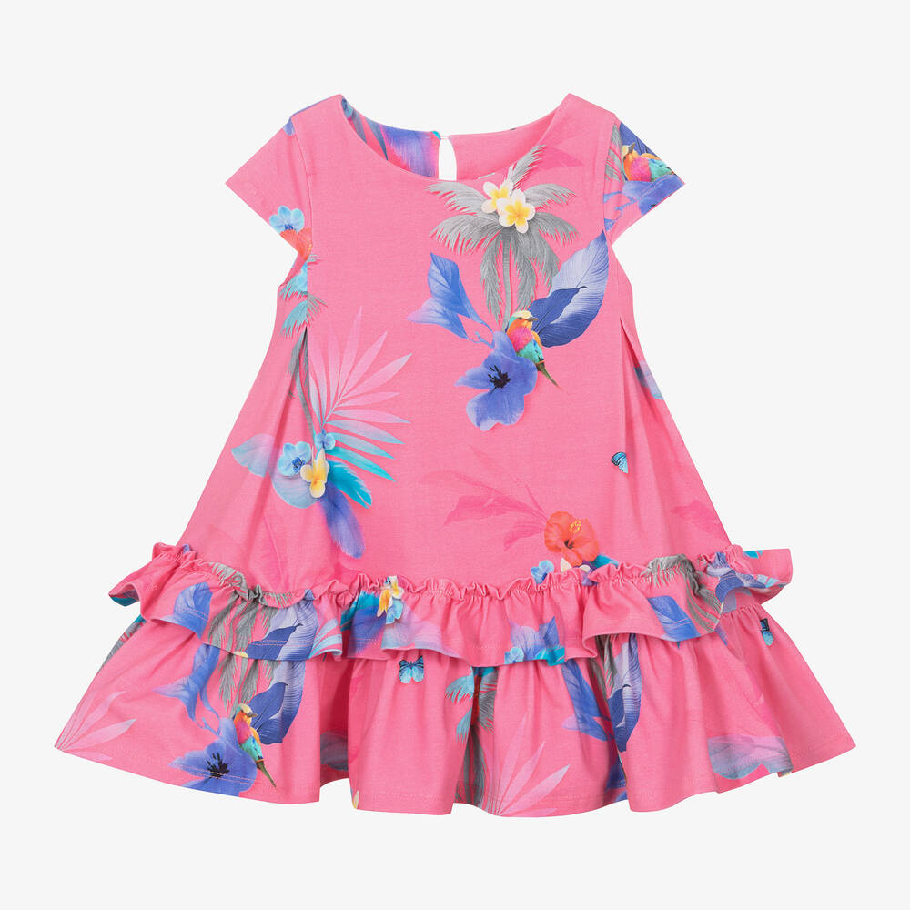 Lapin House-Розовое хлопковое платье с тропическими цветами для девочек | Childrensalon Outlet