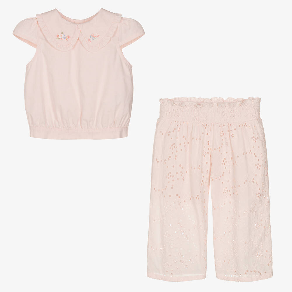 Lapin House-Girls Pink Cotton Trouser Set | Childrensalon Outlet