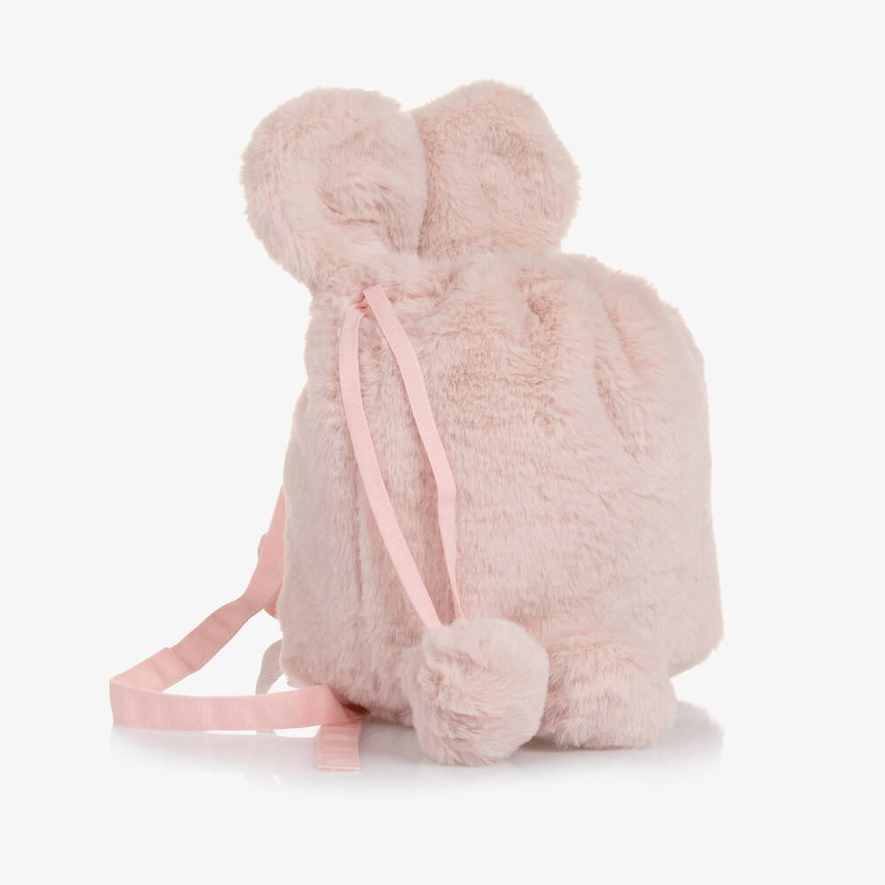 Lapin House-Girls Pink Faux Fur Backpack (20cm) | Childrensalon Outlet