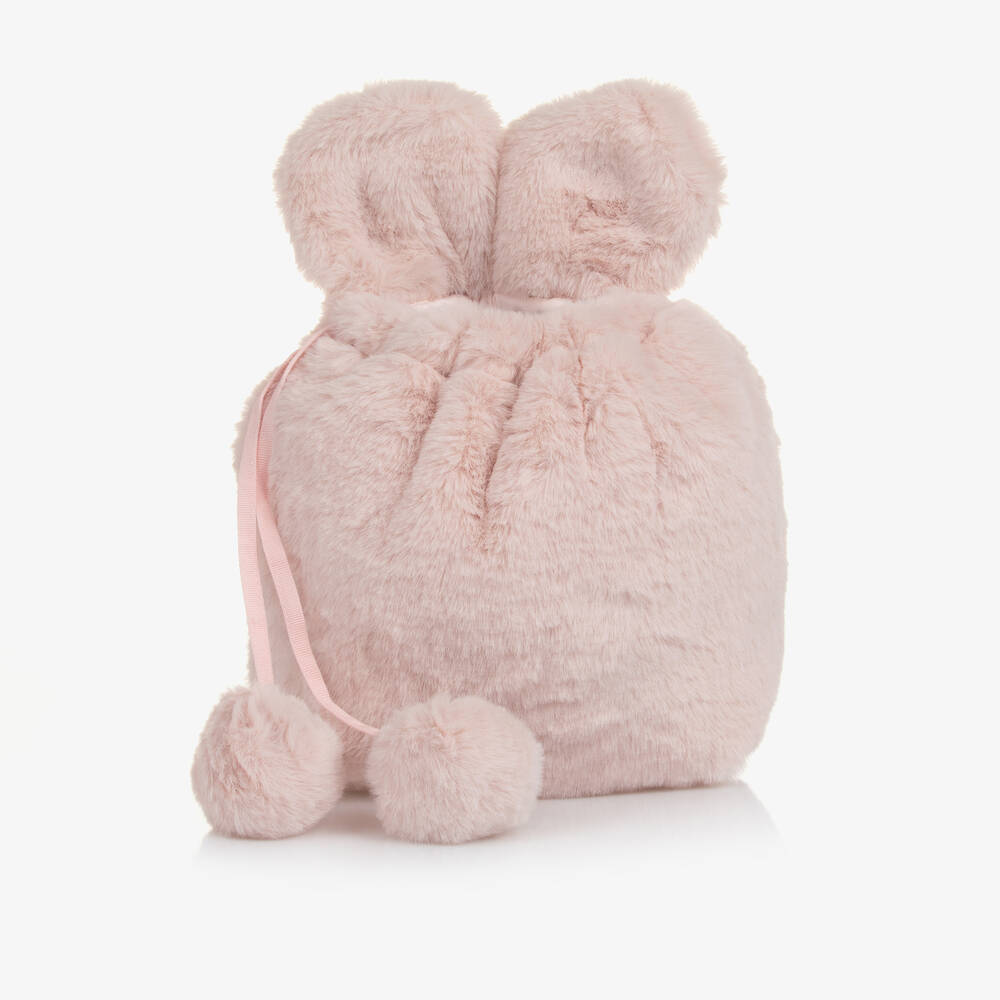Lapin House - Girls Pink Faux Fur Backpack (20cm) | Childrensalon
