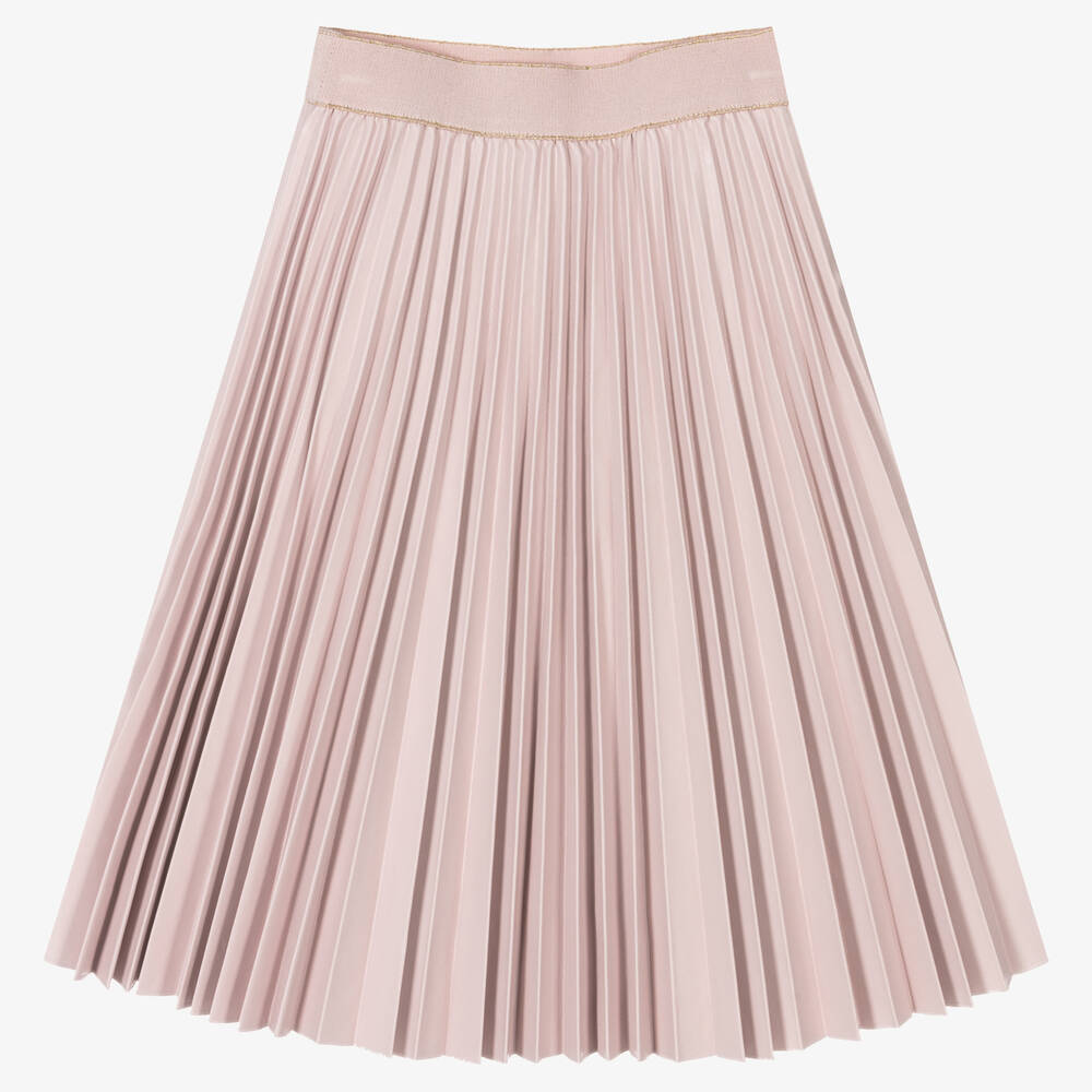 Hot pink pleated leather skirt clearance
