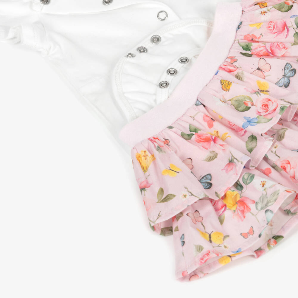 Lapin House-Girls Pink Floral Bodysuit & Skirt Set | Childrensalon Outlet