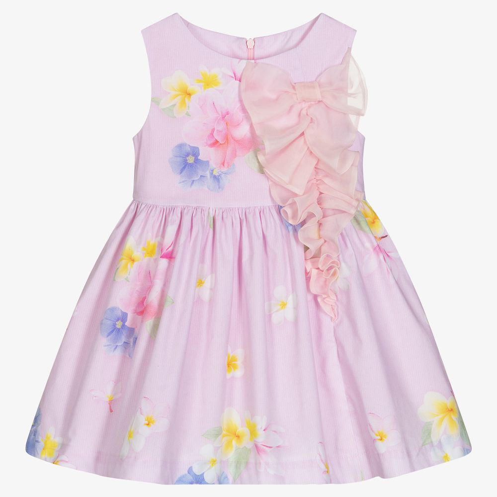 Lapin House - Robe rose en coton à fleurs Fille | Childrensalon