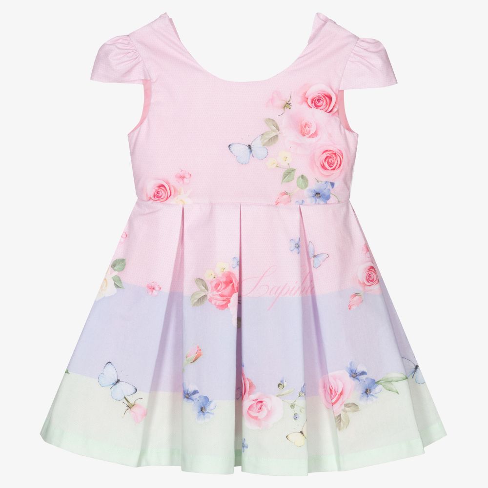 Lapin House-Розовое хлопковое платье с цветами для девочек | Childrensalon Outlet