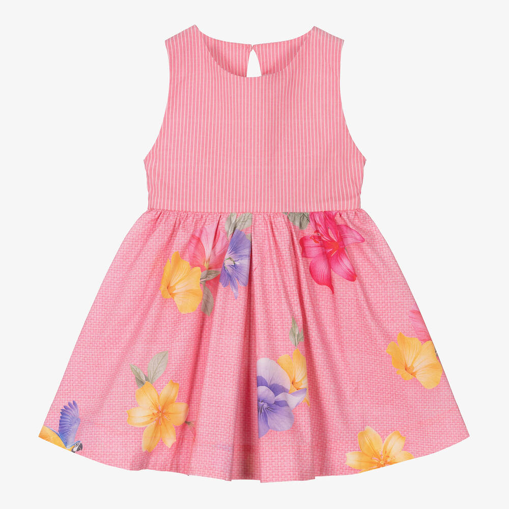 Lapin House - Girls Pink Floral Cotton Dress | Childrensalon