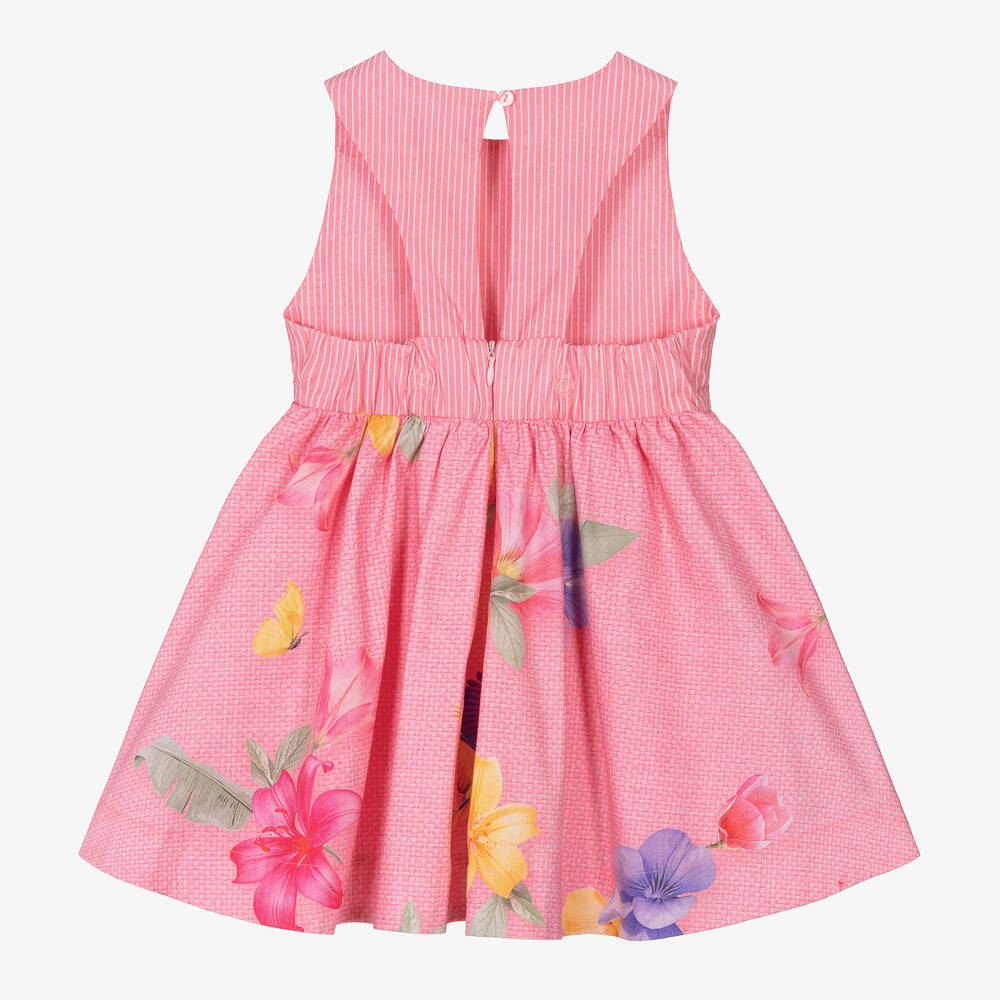 Lapin House-Girls Pink Floral Cotton Dress | Childrensalon Outlet