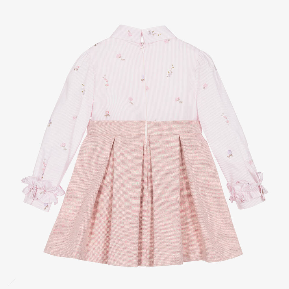 Lapin House-Girls Pink Floral Cotton Stripes Dress | Childrensalon Outlet