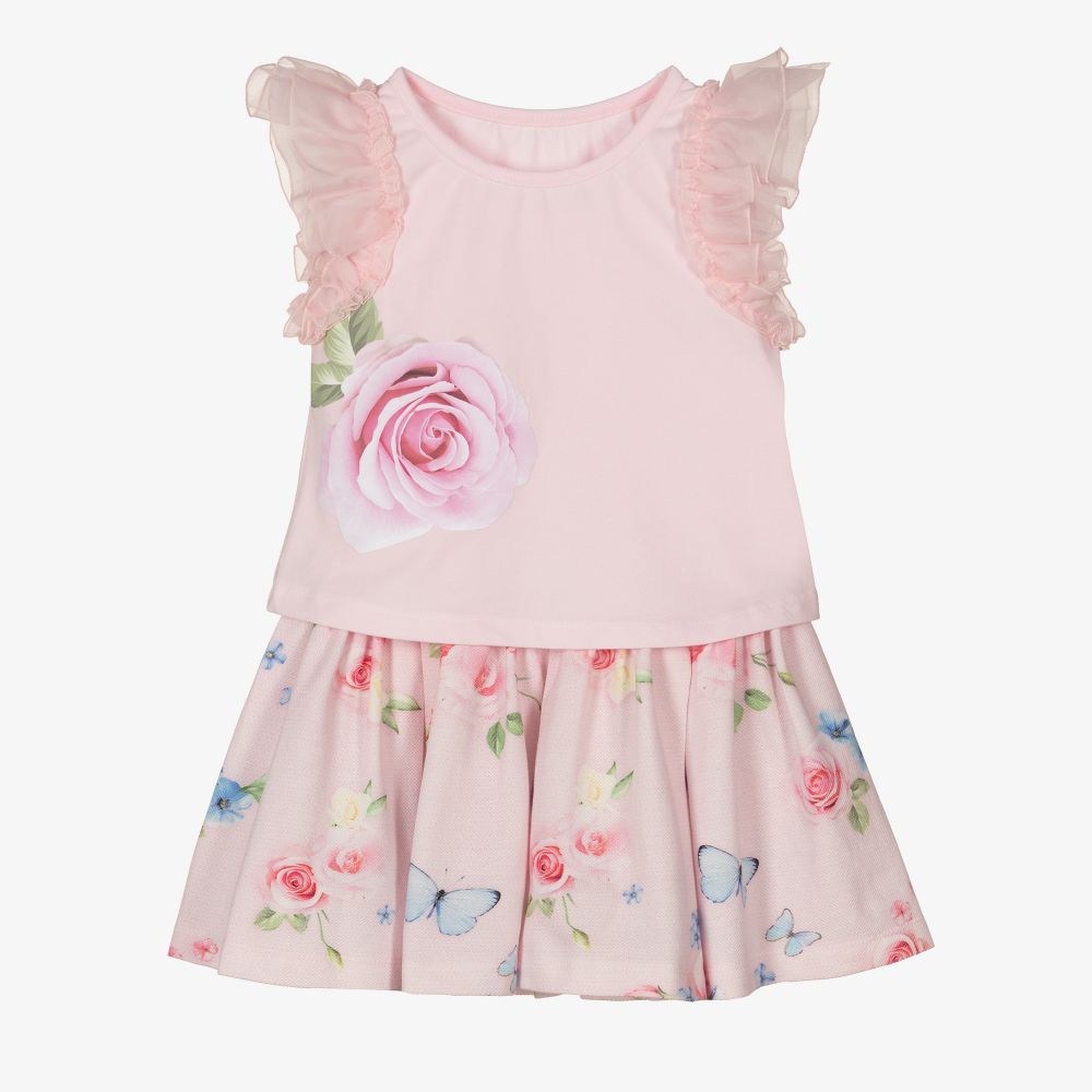 Lapin House - Розовое платье с цветами и топ для девочек | Childrensalon