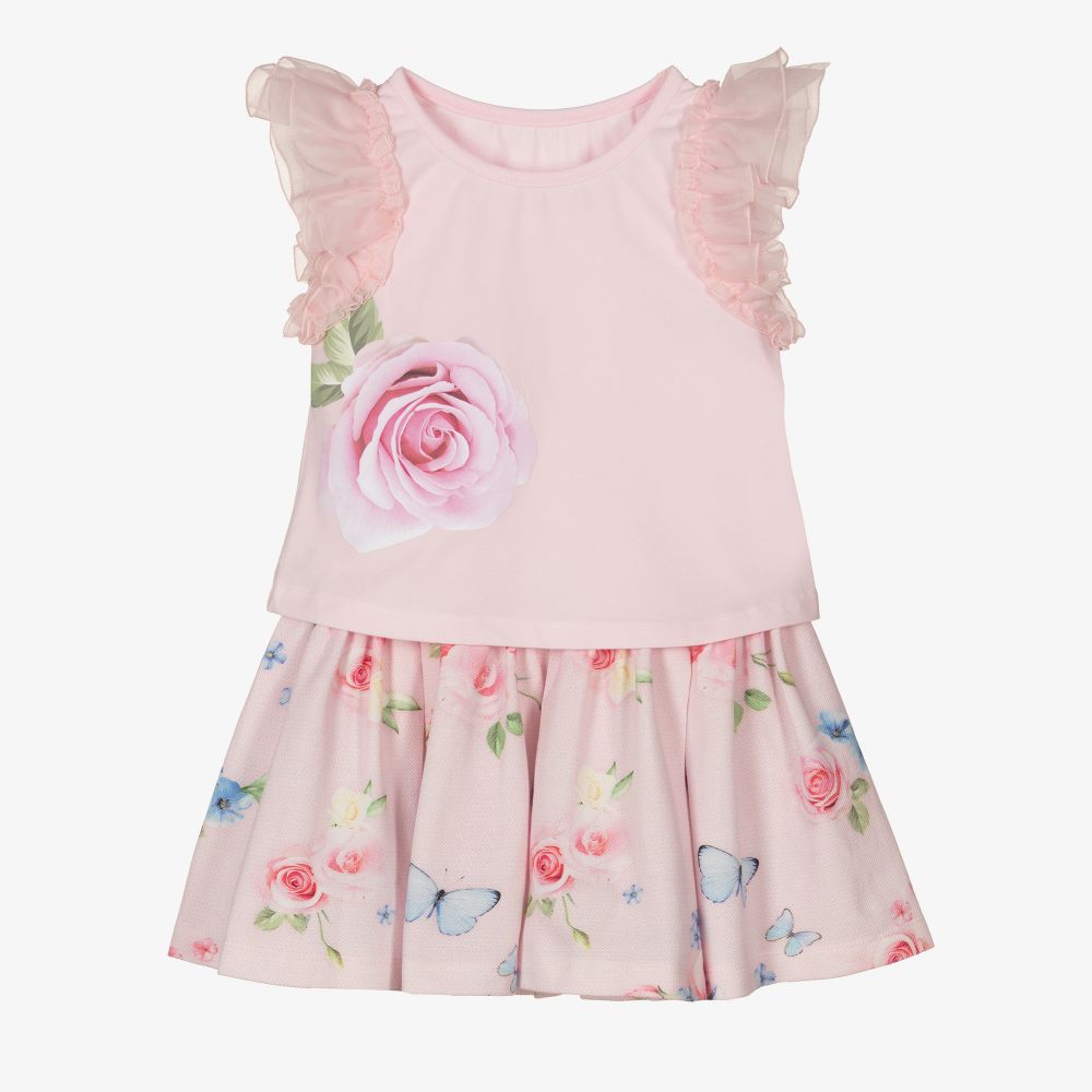 Lapin House-Girls Pink Floral Dress Set | Childrensalon Outlet