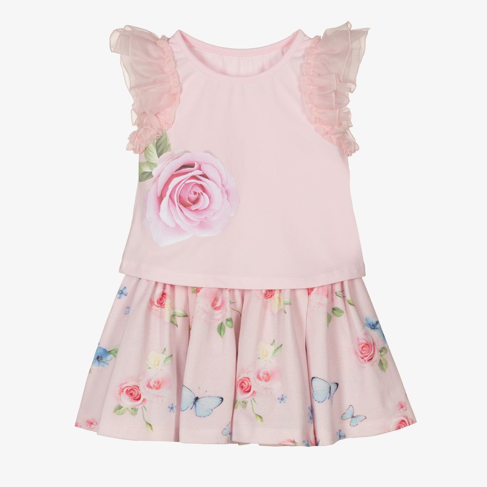 Lapin House - Rosa Kleid-Set mit Blumen-Print (M) | Childrensalon