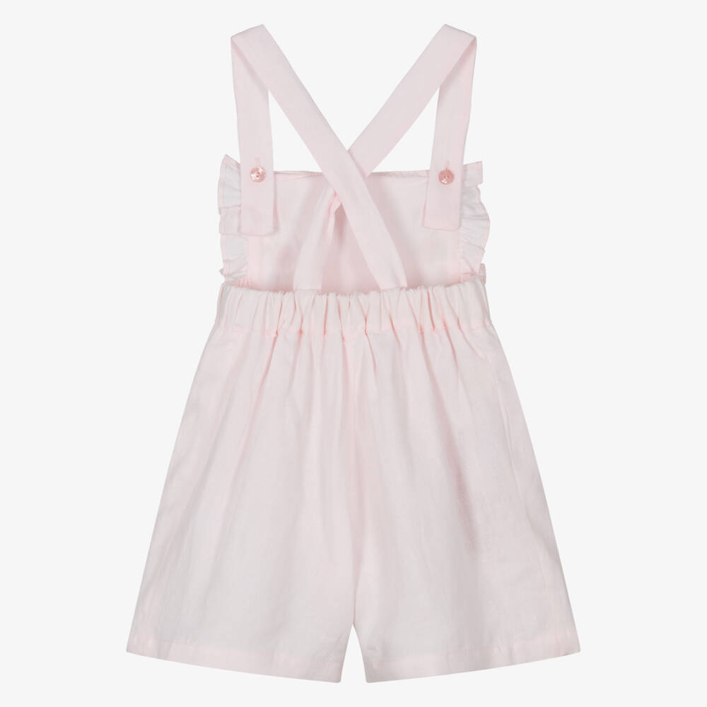 Lapin House-Розовый льняной комбинезон с вышивкой для девочек | Childrensalon Outlet