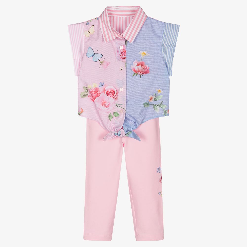 Lapin House - Girls Pink Floral Leggings Set | Childrensalon