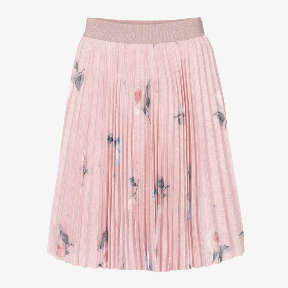Lapin House - Girls Pink Floral Pleated Skirt | Childrensalon