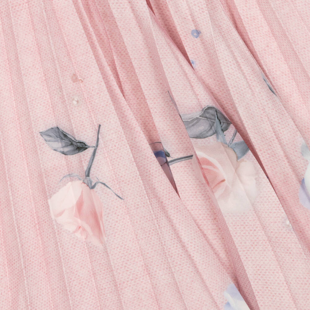 Lapin House-Girls Pink Floral Pleated Skirt | Childrensalon Outlet