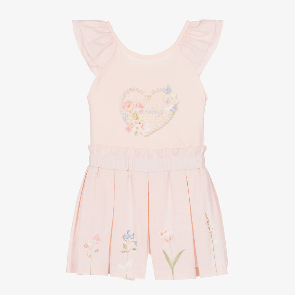 Lapin House-Girls Pink Floral Shorts Set | Childrensalon Outlet
