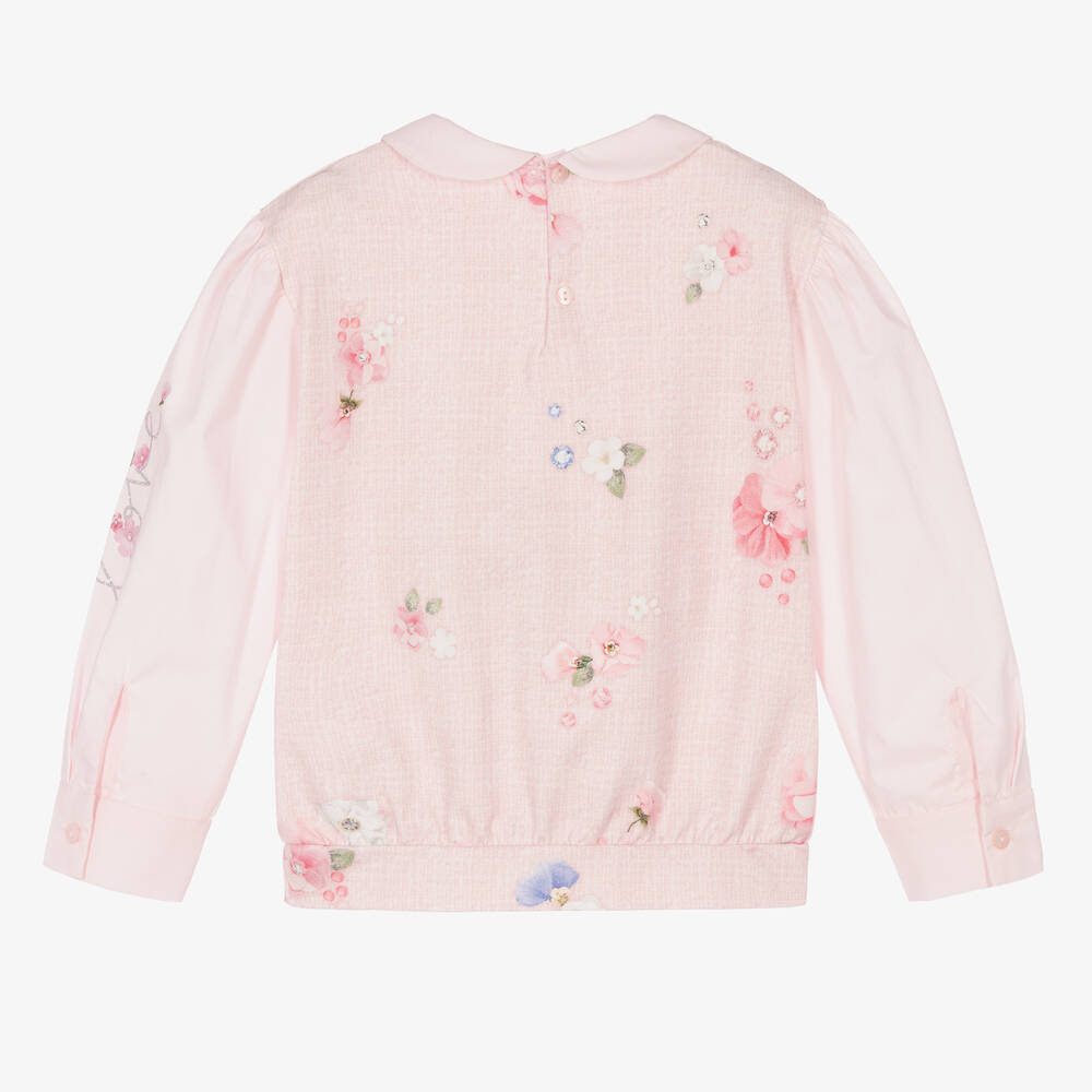 Lapin House-Girls Pink Floral Top | Childrensalon Outlet