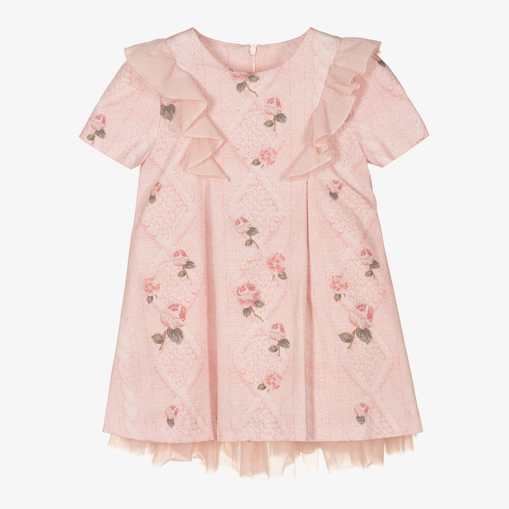 Lapin House - Розовое платье из тюля с цветами для девочек | Childrensalon