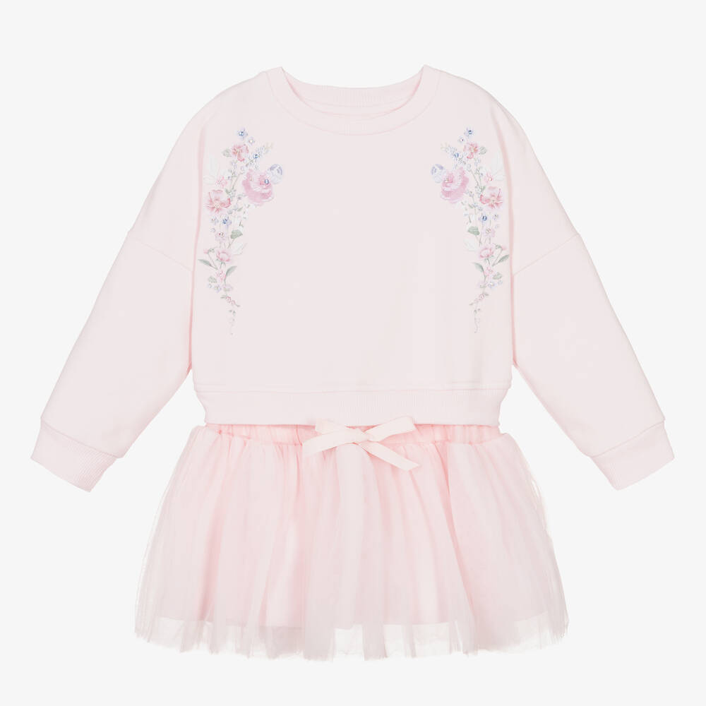 Lapin House - Розовое платье из тюля с цветами | Childrensalon