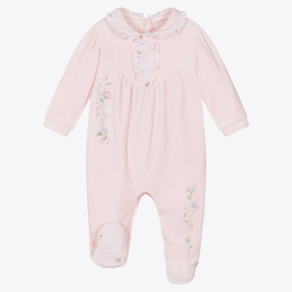 Lapin House-أفرول بيبي غرو قطن قطيفة لون زهري للمولودات | Childrensalon Outlet