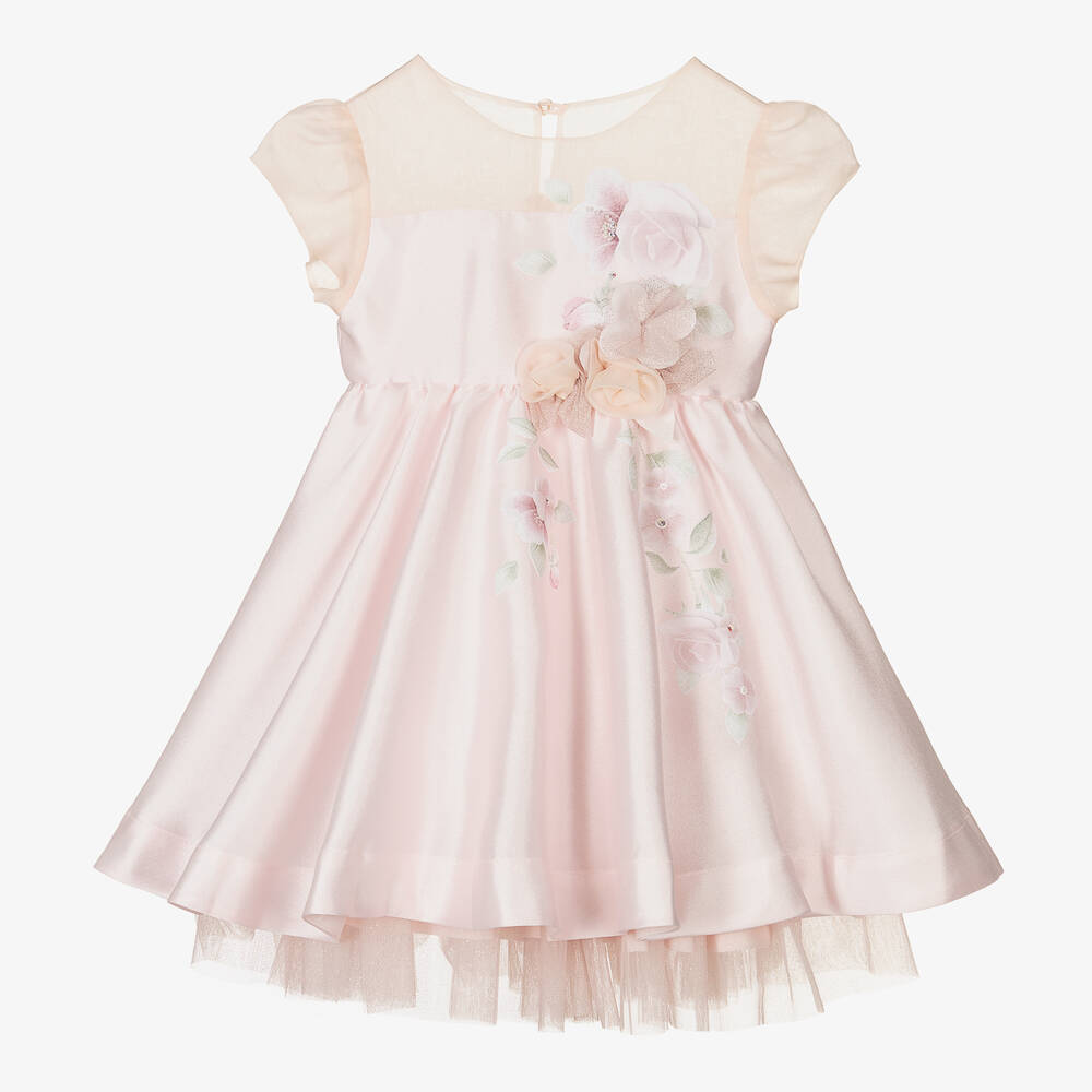 Lapin House - Robe rose en satin à fleurs Fille | Childrensalon