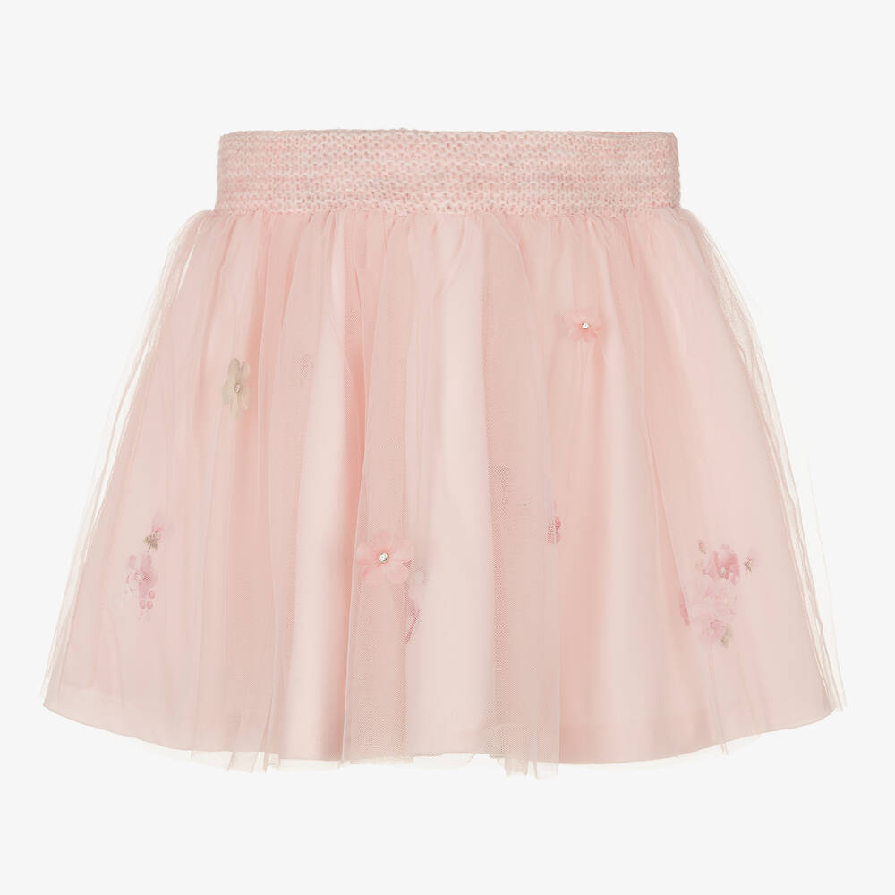 Lapin House - Girls Pink Flowers Tulle Skirt | Childrensalon