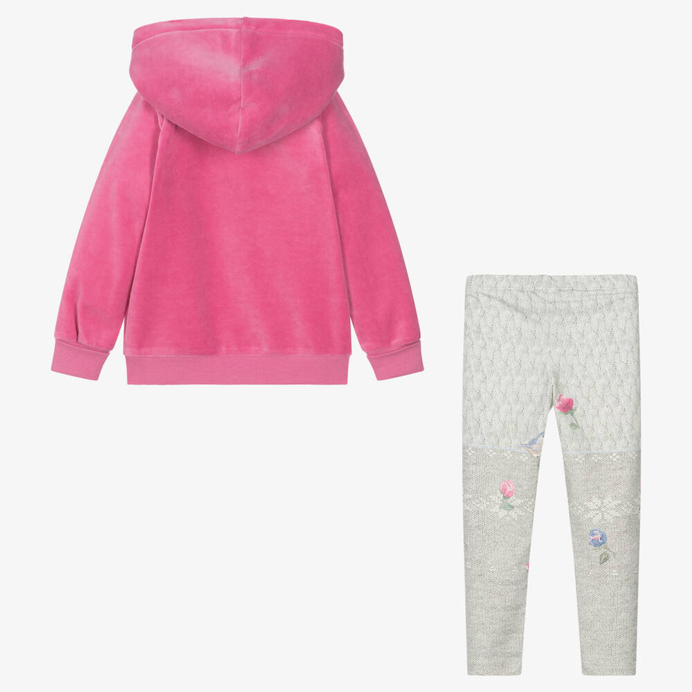 Lapin House-Girls Pink & Grey Cotton Leggings Set | Childrensalon Outlet