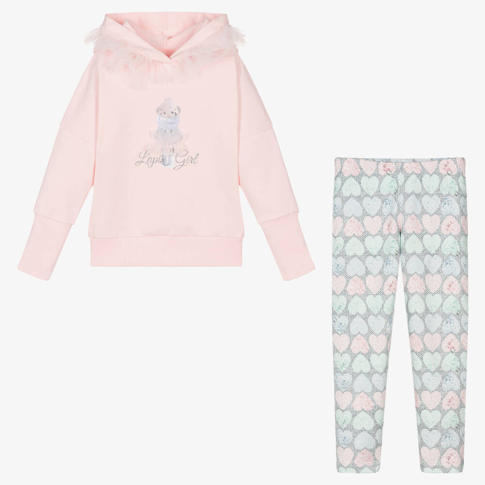 Lapin House-Розовая худи и серые легинсы из хлопка | Childrensalon Outlet