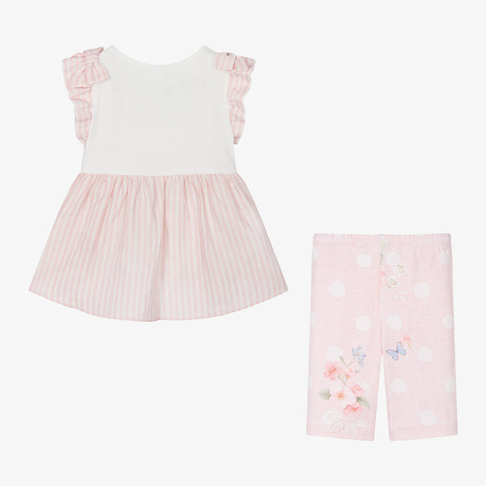 Lapin House-Girls Pink & Ivory Cotton Shorts Set | Childrensalon Outlet