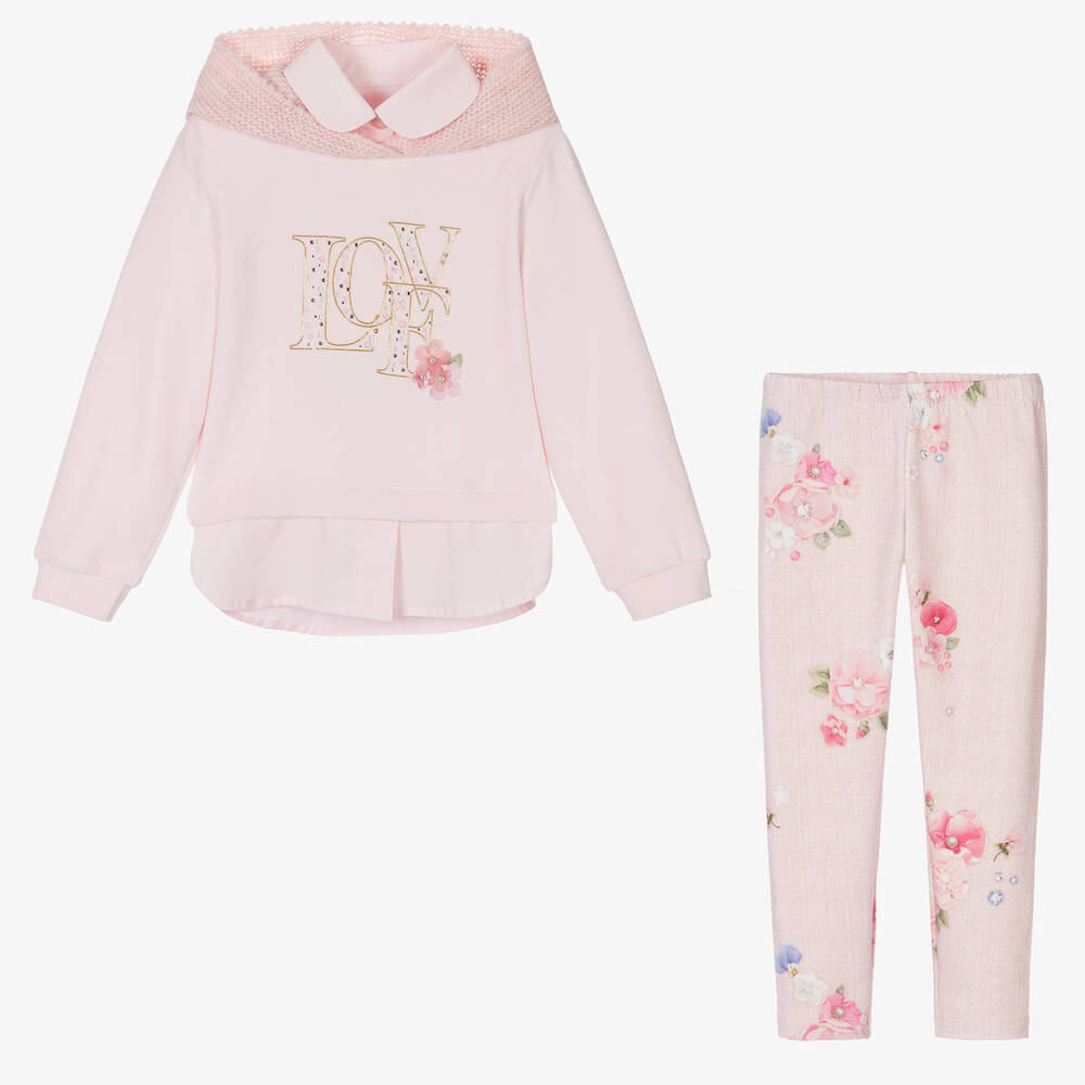 Lapin House-طقم ليغنغز قطن قطيفة لون زهري للبنات | Childrensalon Outlet