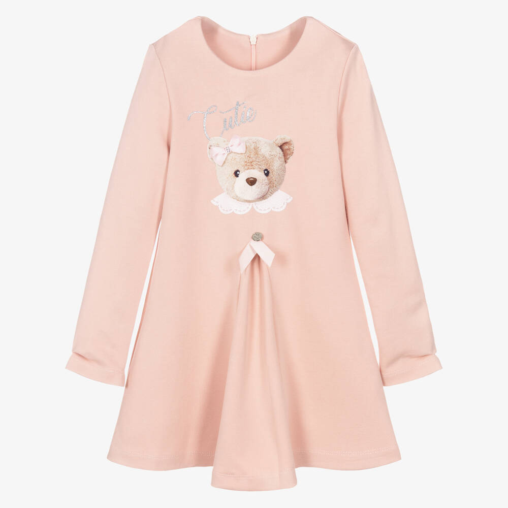 Lapin House-Girls Pink Jersey Teddy Bear Dress | Childrensalon Outlet