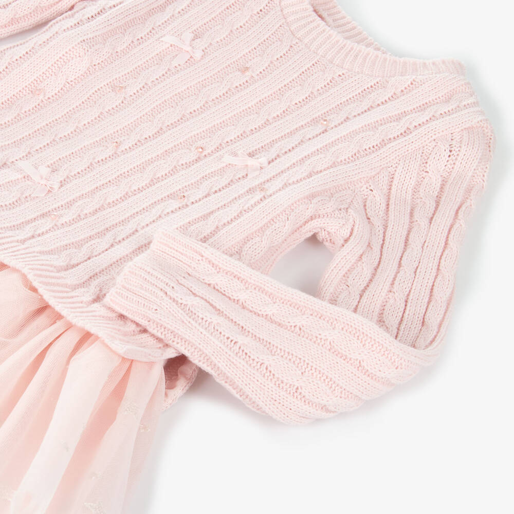 Lapin House-Girls Pink Knit and Tulle Ensemble | Childrensalon Outlet