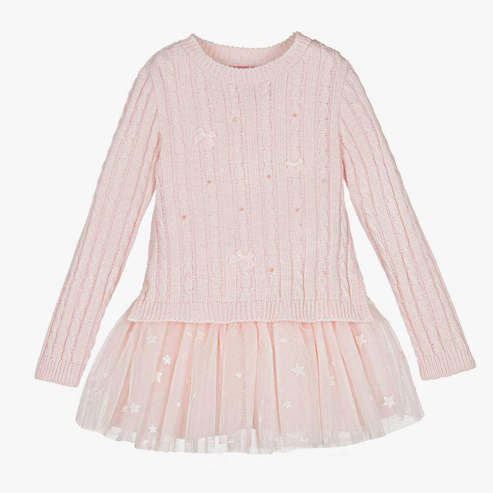 Lapin House-Girls Pink Knit and Tulle Ensemble | Childrensalon Outlet