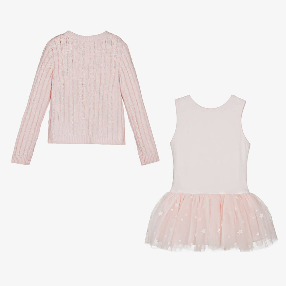 Lapin House-Girls Pink Knit and Tulle Ensemble | Childrensalon Outlet