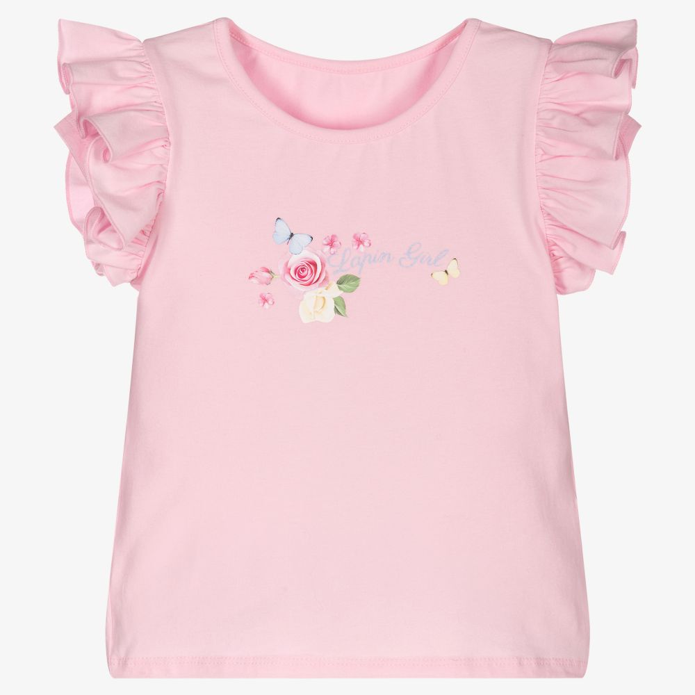 Lapin House-Girls Pink Logo T-Shirt | Childrensalon Outlet
