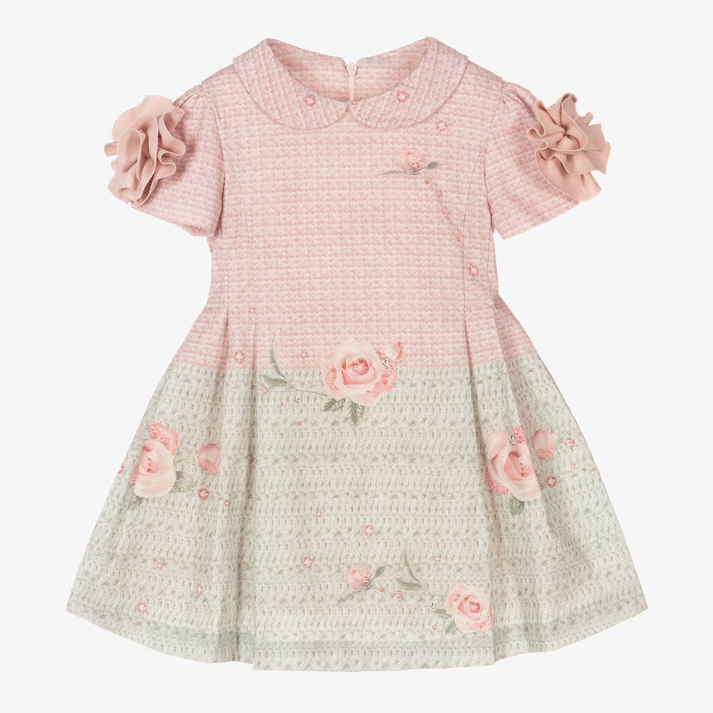 Lapin House - Rosa Baumwollkleid mit Rosen (M) | Childrensalon